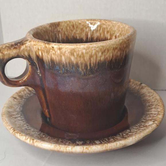 Hull Oven Proof Brown Drip Crestone Coffee Mug Cup & Saucer. - Picture 3 of 7